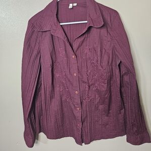 St. John's Bay Women's Fuchsia Pink Long Sleeve Top, Size 1X